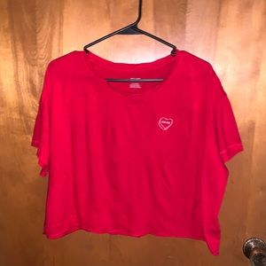 Red crop top from pink